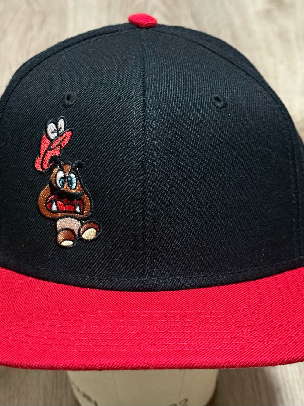 Nintendo Super Mario Odyssey Goomba Mushroom Embroidered Black Red Snapback Hat